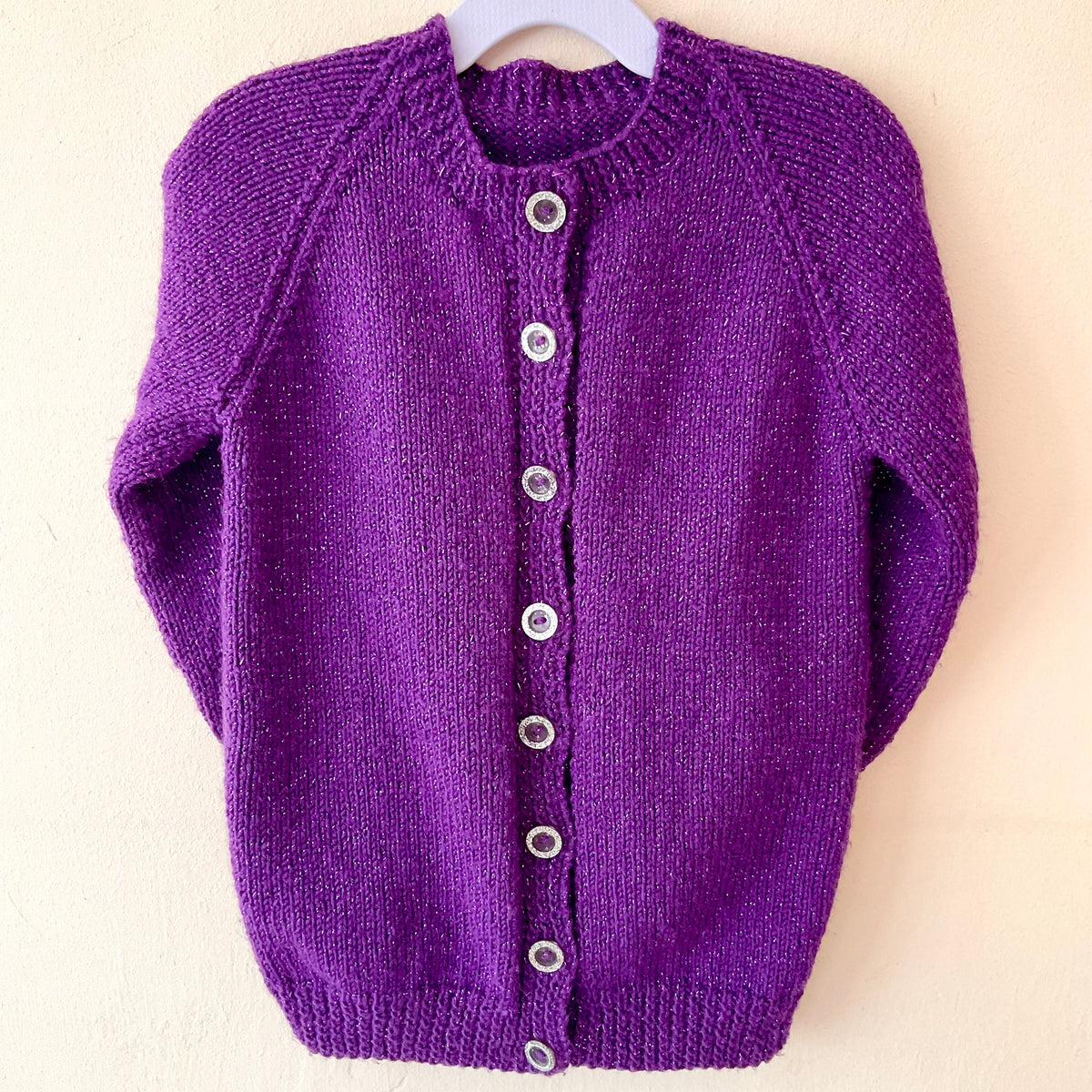 "Magic Potion Maker" Handmade Sparkle Knit Cardigan Size Approx 4-6 Years