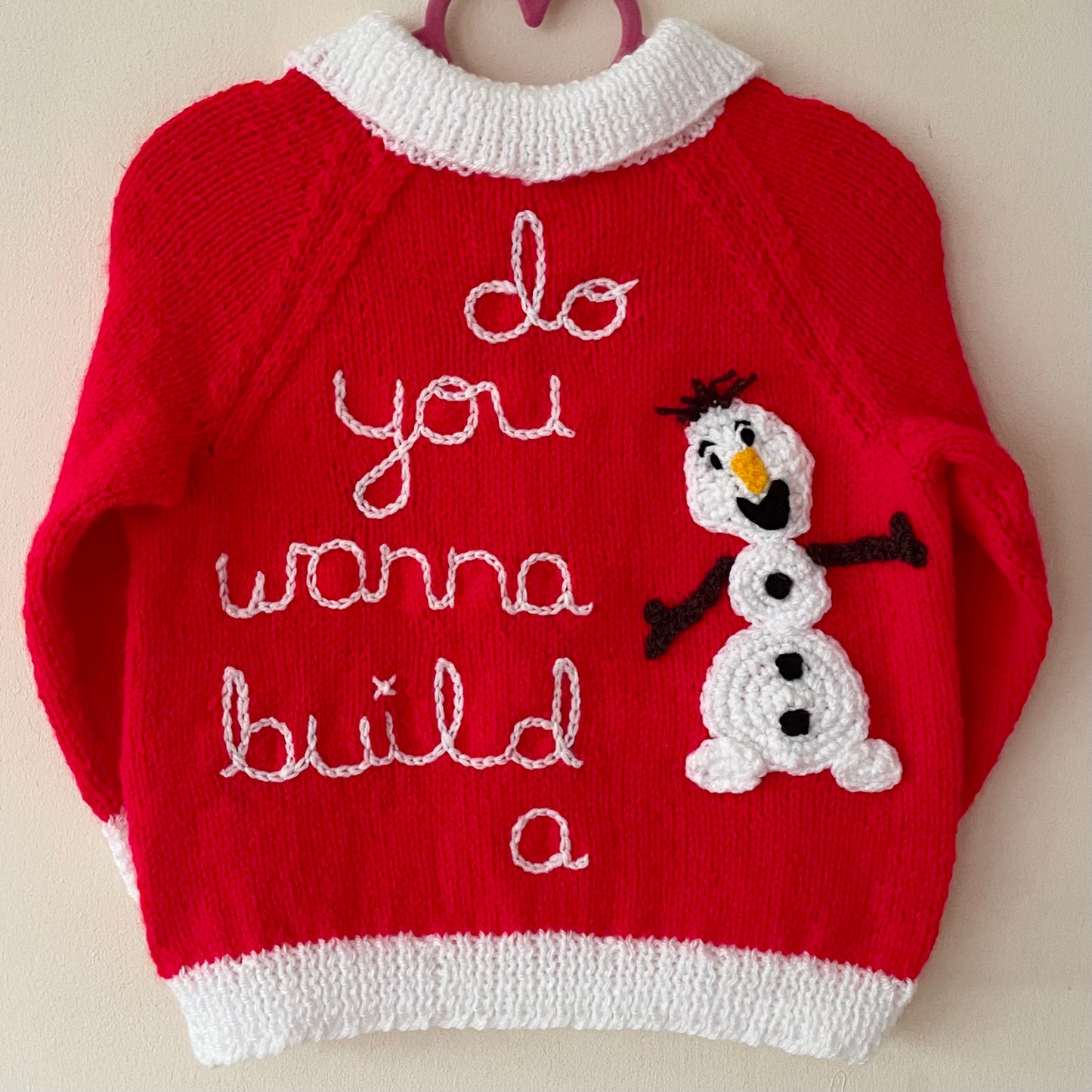 "Do You Wanna Build A Snowman" Handmade Cardigan Size Approx 3-4 Years