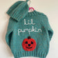 "Lil Pumpkin” Handmade Green Cardigan Size Approx 2-3 Years