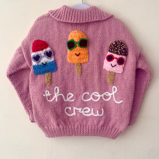 "The Cool Crew” Handmade Cardigan Size Approx 5-7 Years