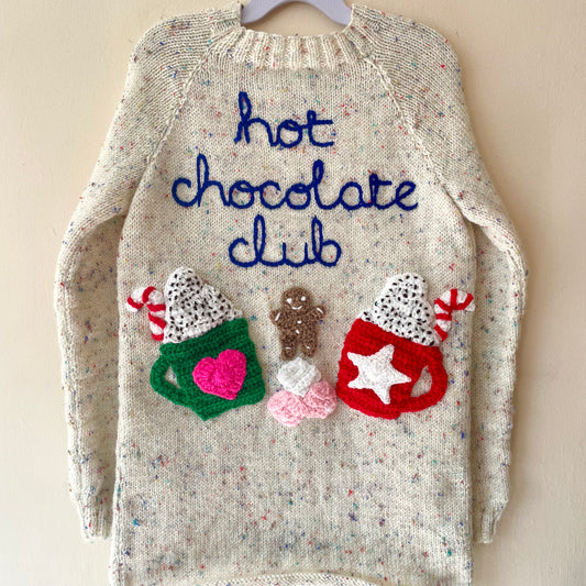 "Hot Chocolate Club" Handmade Jumper Dress Size Approx 5-7 Years