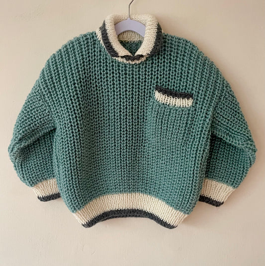 Unembellished Ribbed Handmade Jumper Size Approx 3-5 Years