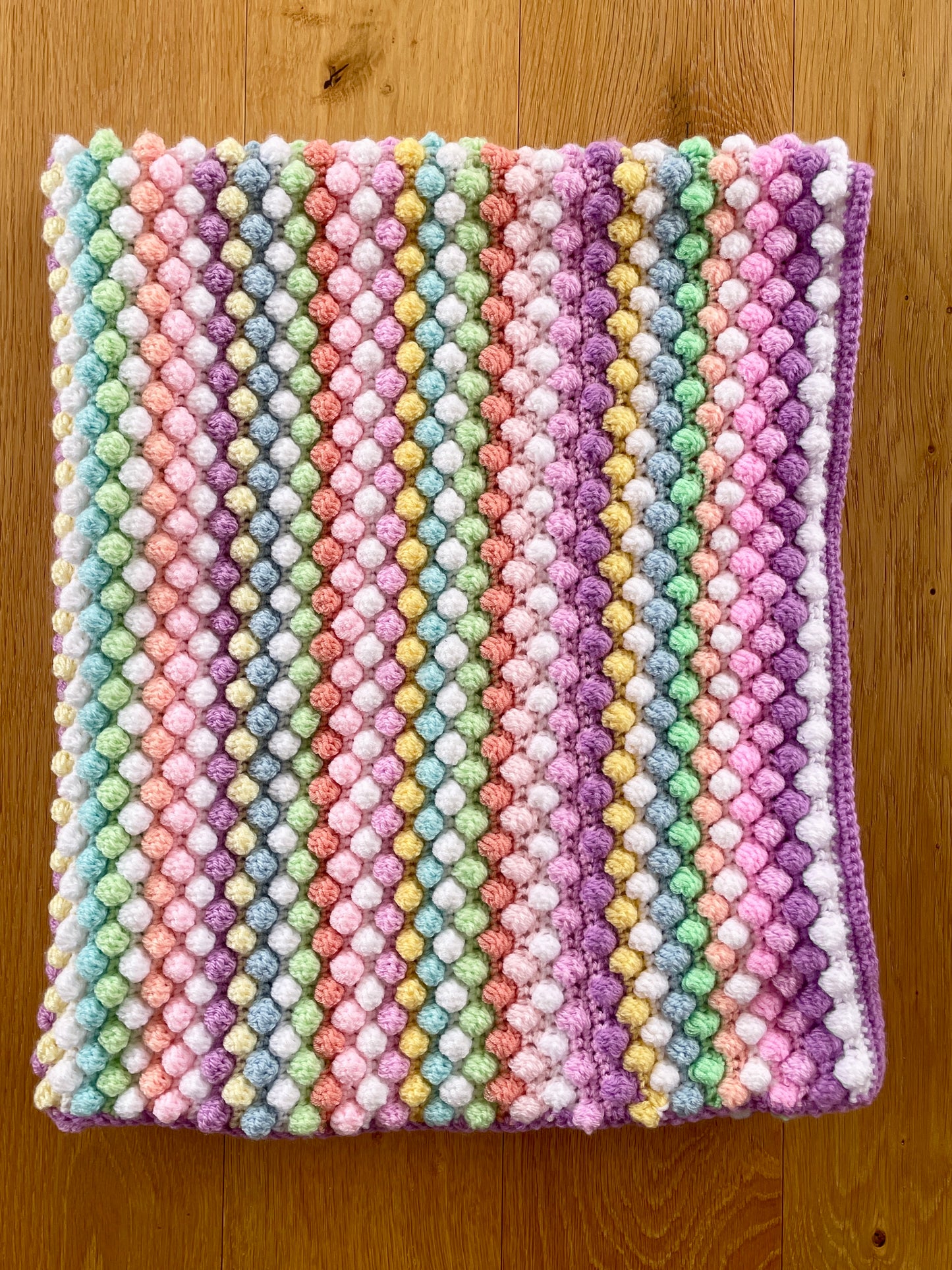 Large Rainbow Bobble Handmade Blanket