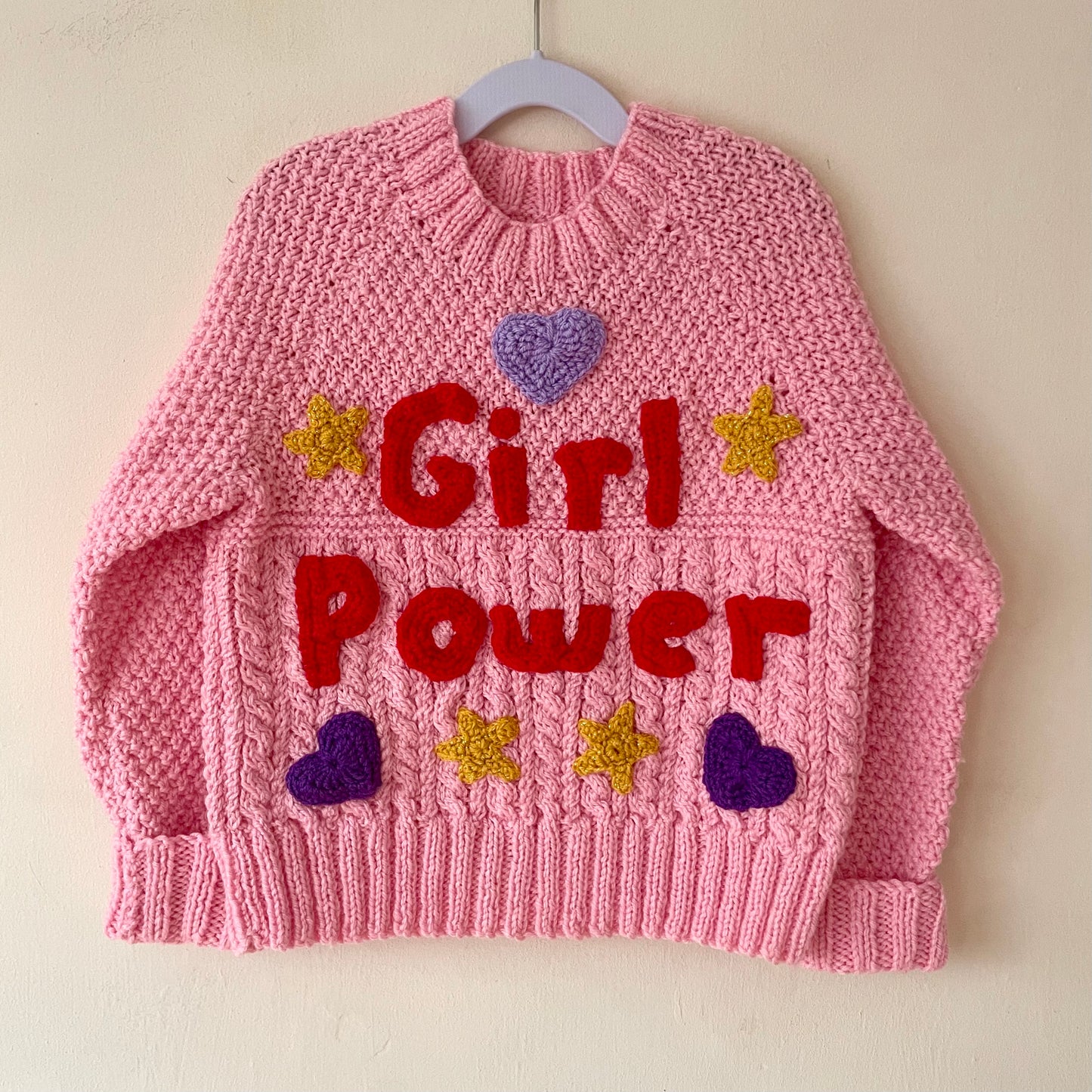 "Girl Power" Handmade Jumper Size Approx 4-6 Years