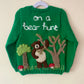 “On A Bear Hunt” Handmade Cardigan Size Approx 3-5 Years