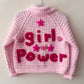 "Girl Power” Handmade Cardigan Size Approx 3-4 Years
