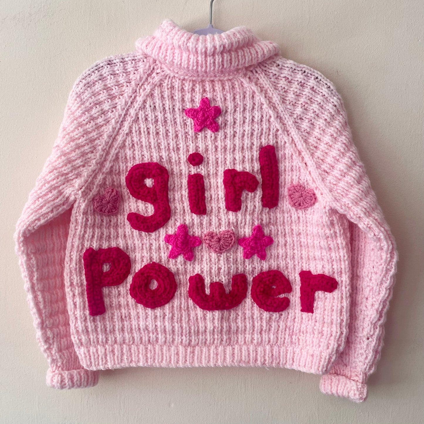 "Girl Power” Handmade Cardigan Size Approx 3-4 Years