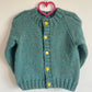 "Lil Pumpkin” Handmade Green Cardigan Size Approx 2-3 Years