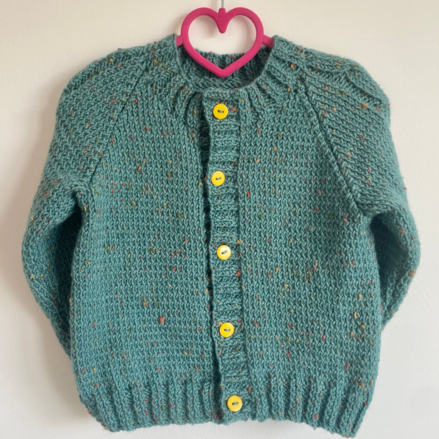 "Lil Pumpkin” Handmade Green Cardigan Size Approx 2-3 Years