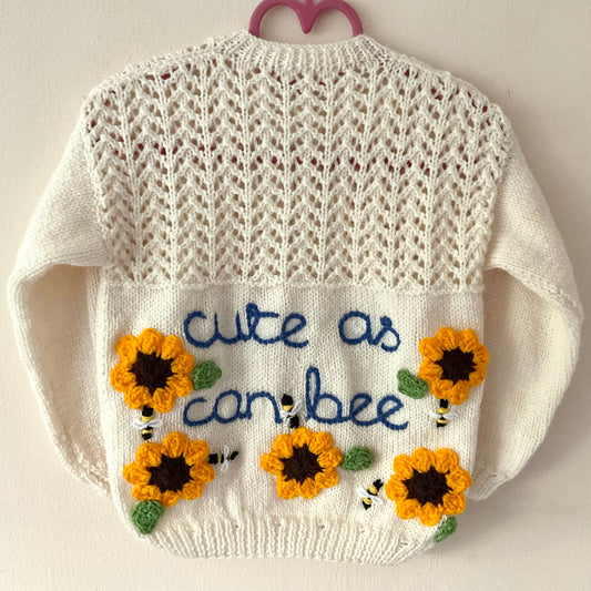 "Cute As Can Bee” Handmade Cardigan Size Approx 2-3 Years