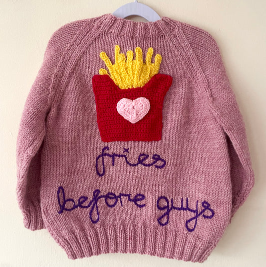 "Fries Before Guys" Handmade Jumper Size Approx 4-6 Years