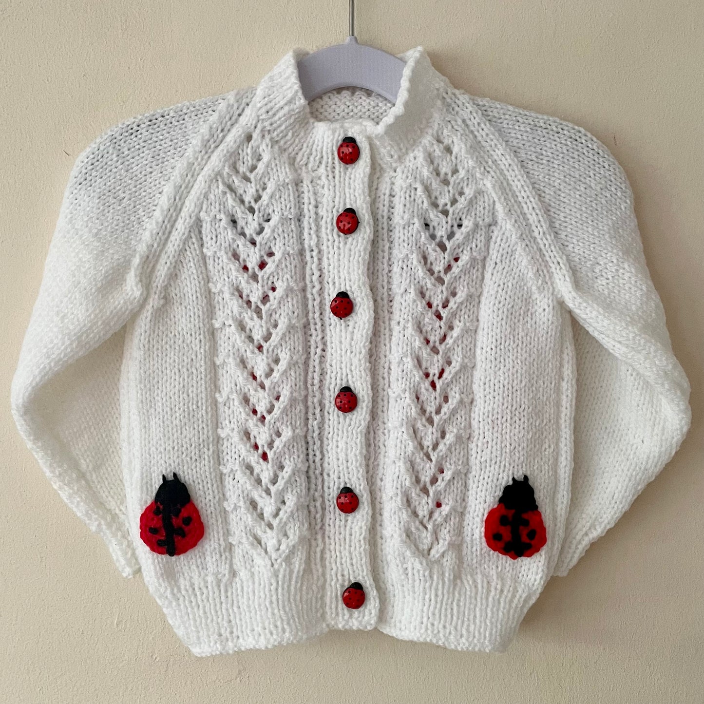 "Love Bug” Handmade Cardigan Size Approx 1-2 Years
