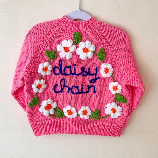 “Daisy Chain” Handmade Cardigan Size Approx 3-5 Years