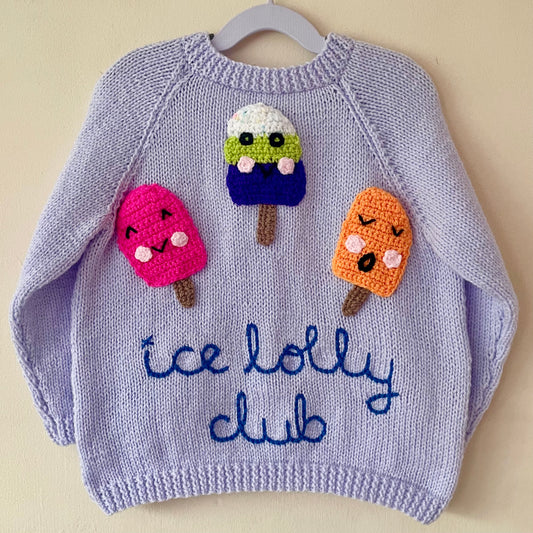 "Ice Lolly Club” Handmade Cardigan Size Approx 4-6 Years