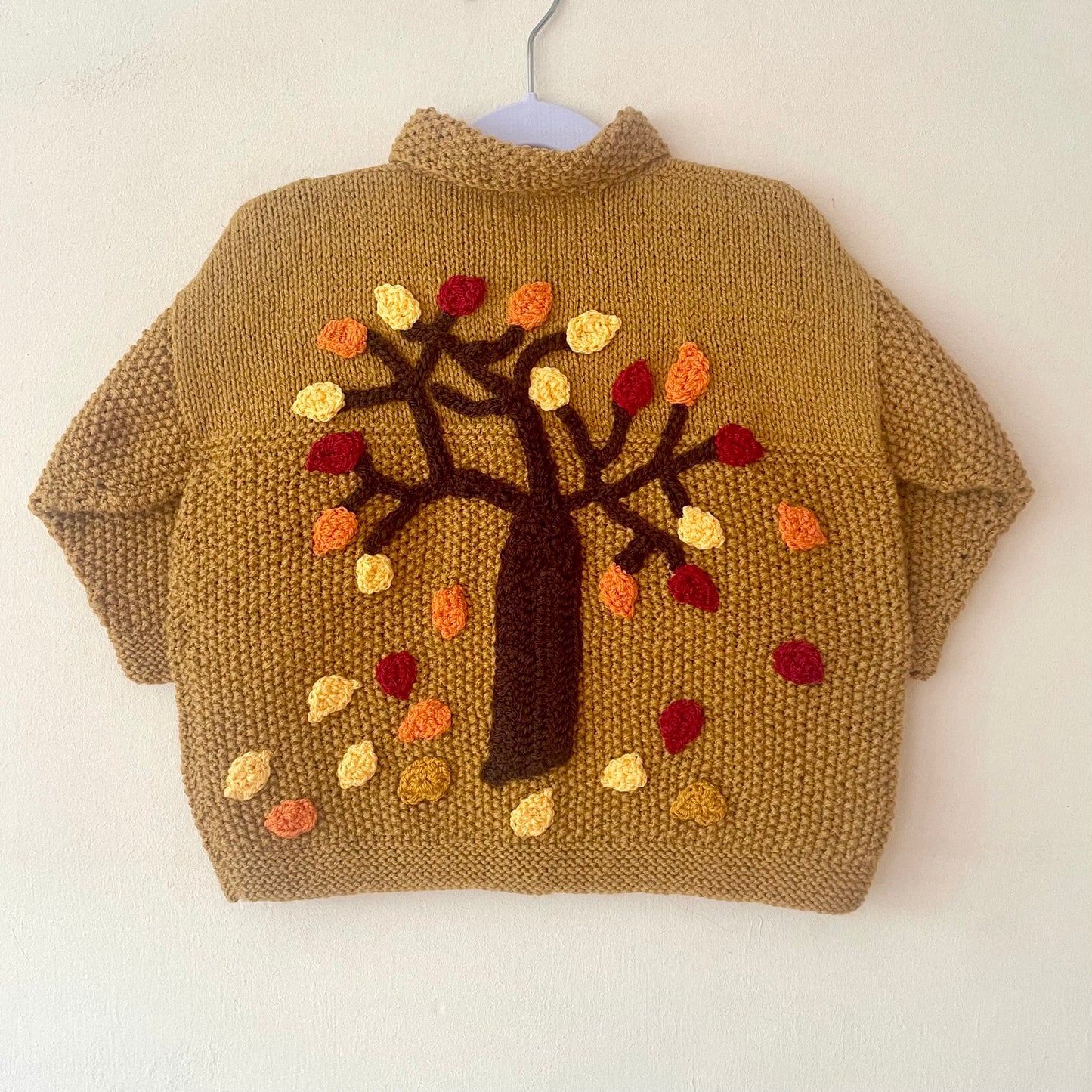 "Autumn Leaves” Handmade Cardigan Size Approx 3-4 Years
