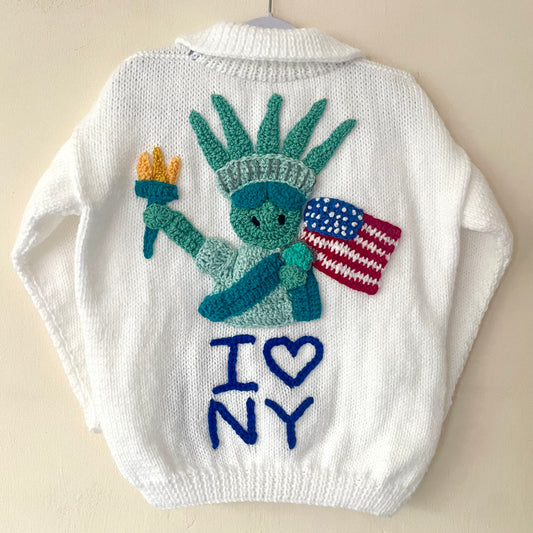 "I Heart NY" Handmade Cardigan Size Approx 7-9 Years