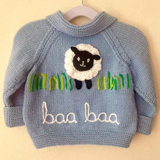 "Baa Baa” Handmade Cardigan Size Approx 1-2 Years