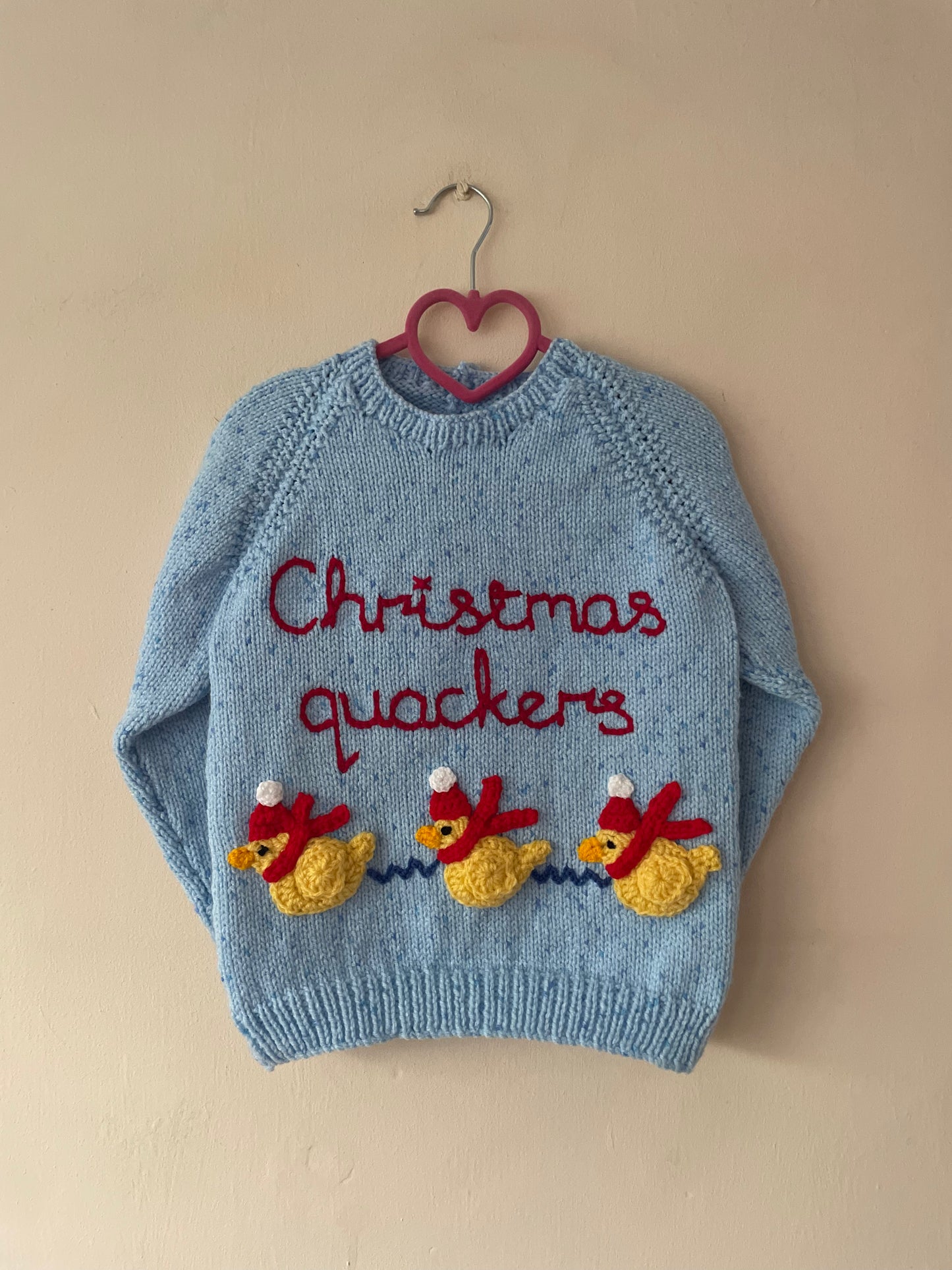 "Christmas Quackers" Handmade Jumper Size Approx 3-4 Years