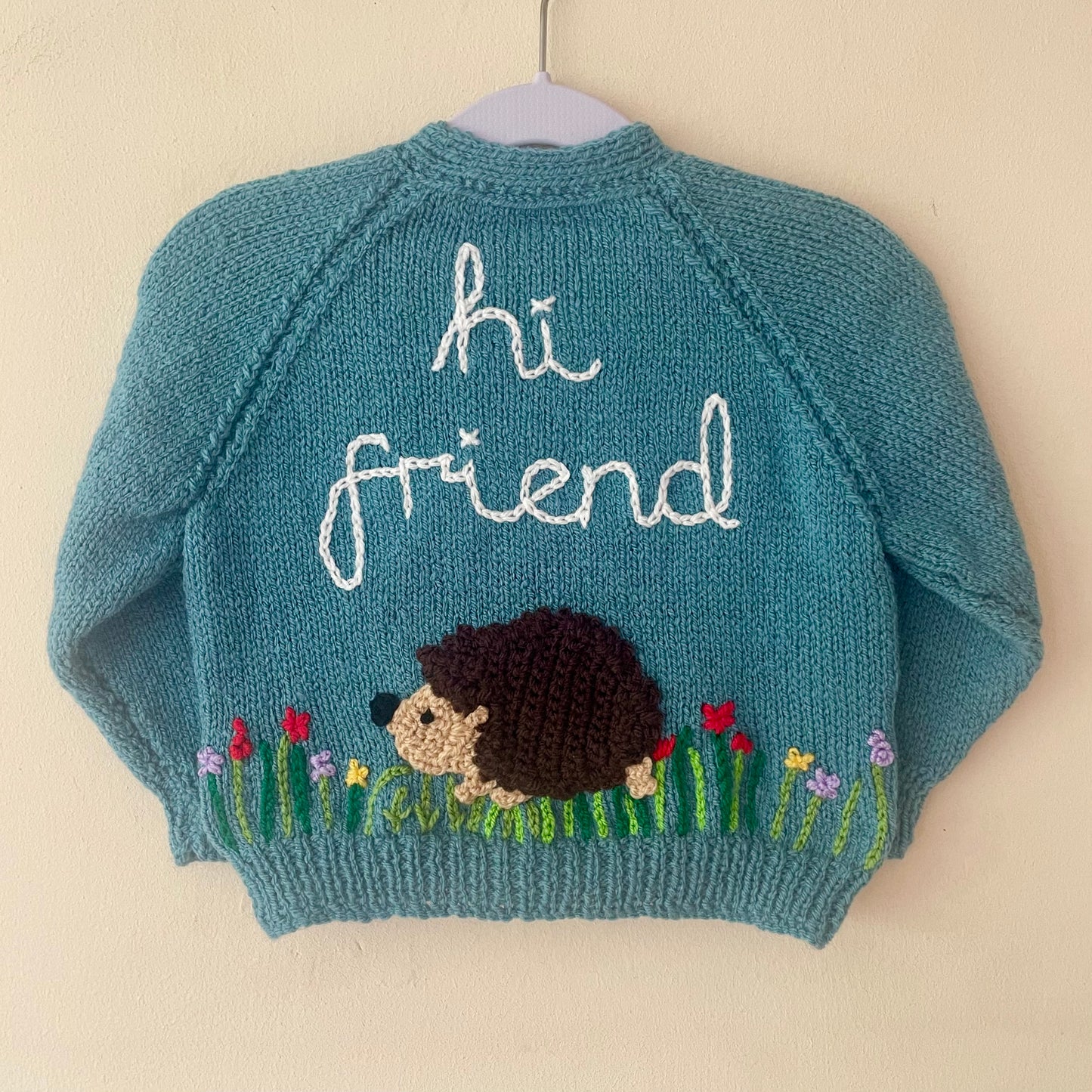 "Hi Friend” Handmade Cardigan Size Approx 1-2 Years