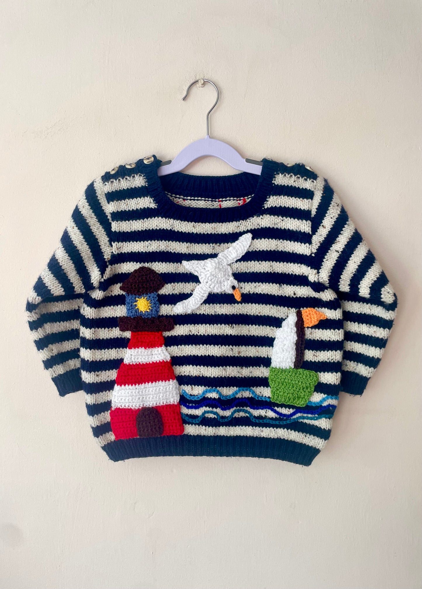 "AHOY” Handmade Jumper Size Approx 4-6 Years