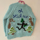"Oh Stickman" Blue Handmade Cardigan Size Approx 4-5 Years