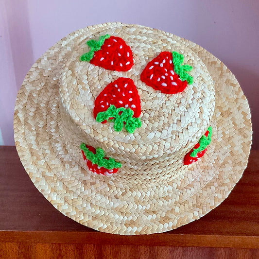Strawberry Embellished Straw Hat - Age 1-3 Years