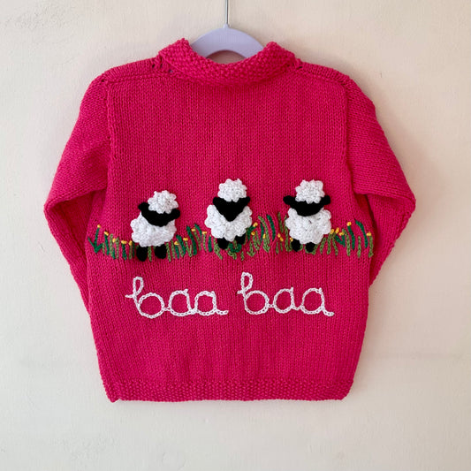 “Baa Baa” Handmade Cardigan Size Approx 3-5 Years