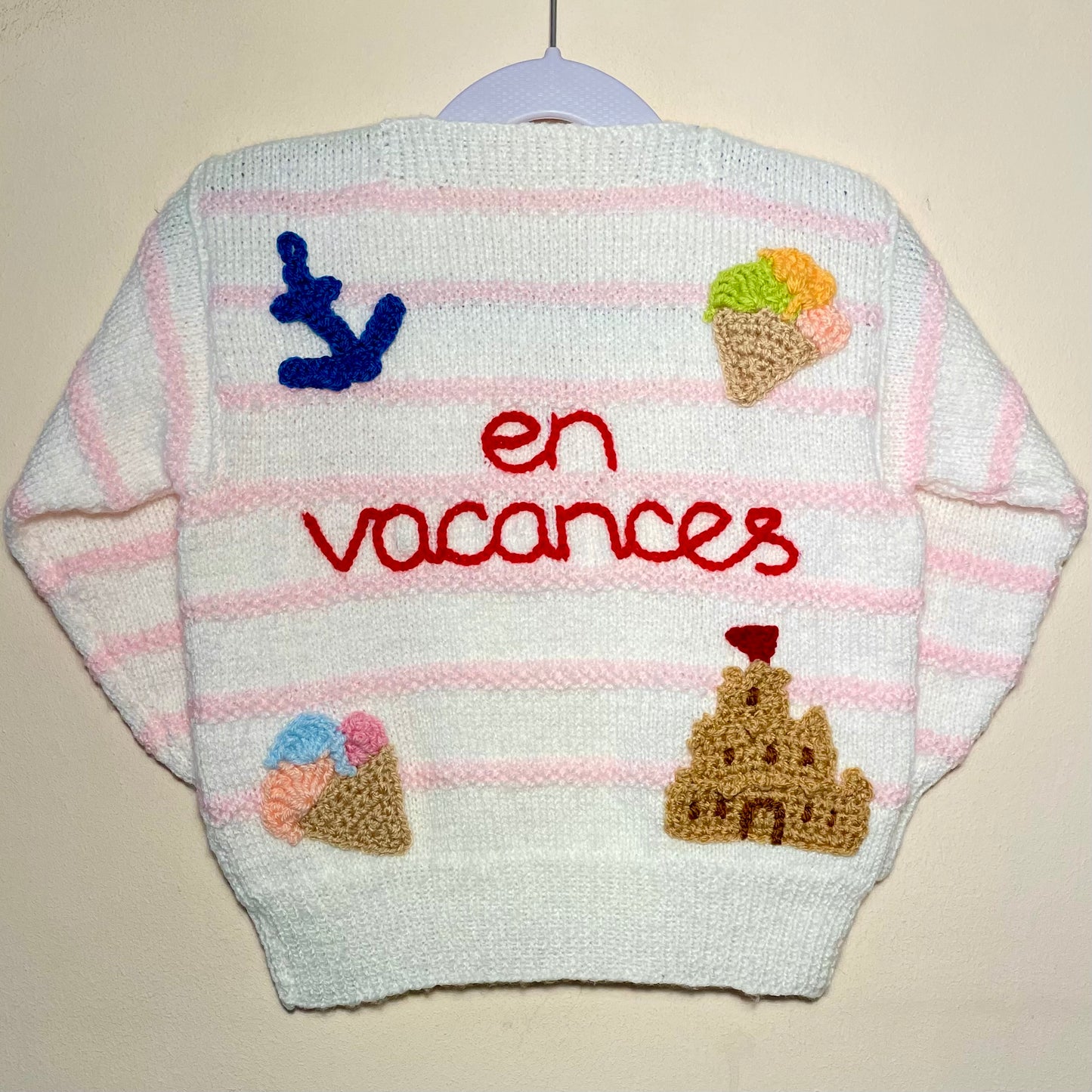 "En Vacances" Handmade Pink Cardigan Size Approx 2-3 Years