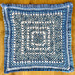 Small Handmade Baby Blanket and Hat (Blue/White)