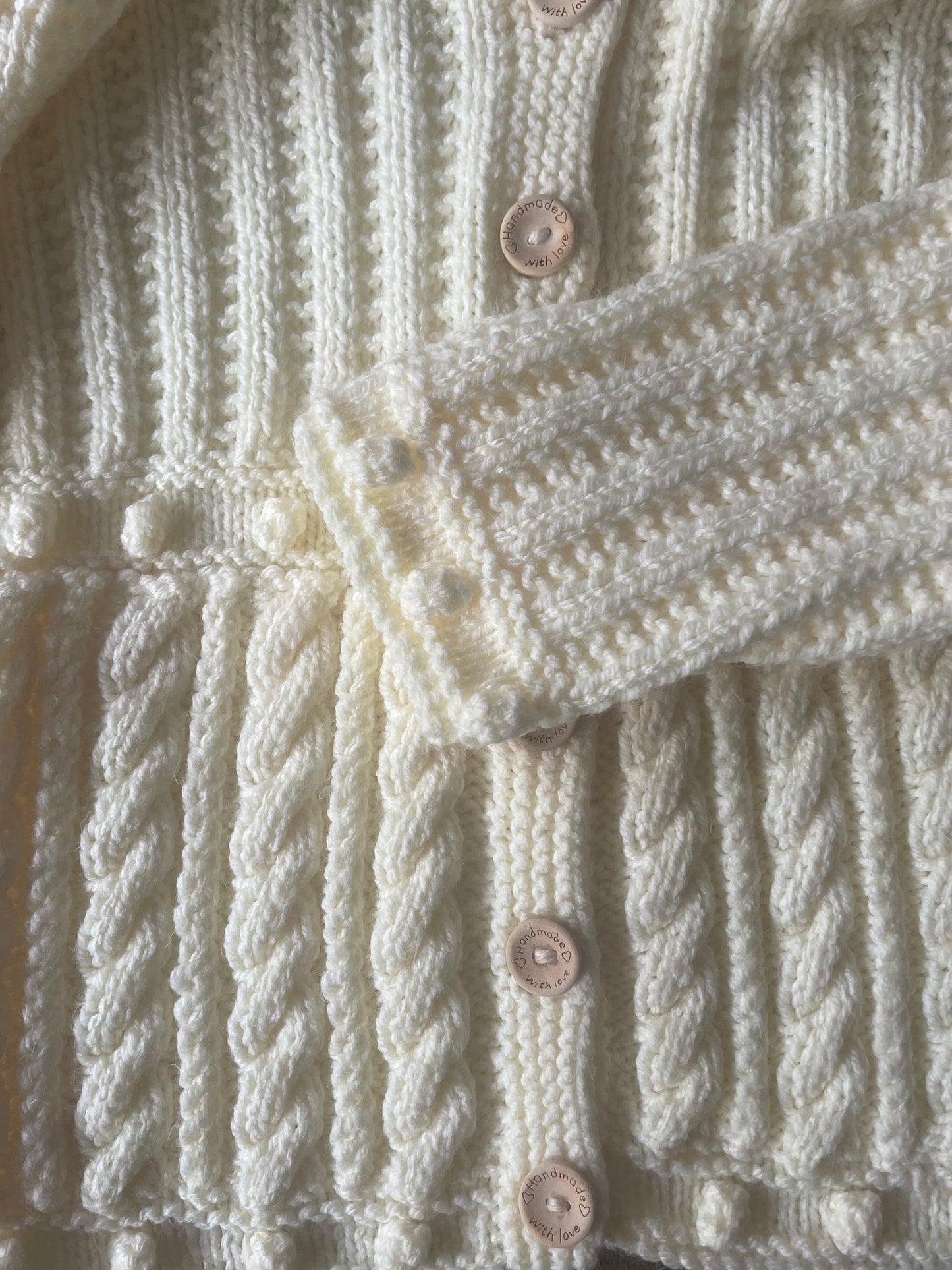 Cream Bobble Handmade Hoody Size Approx 2.5-3.5 Years