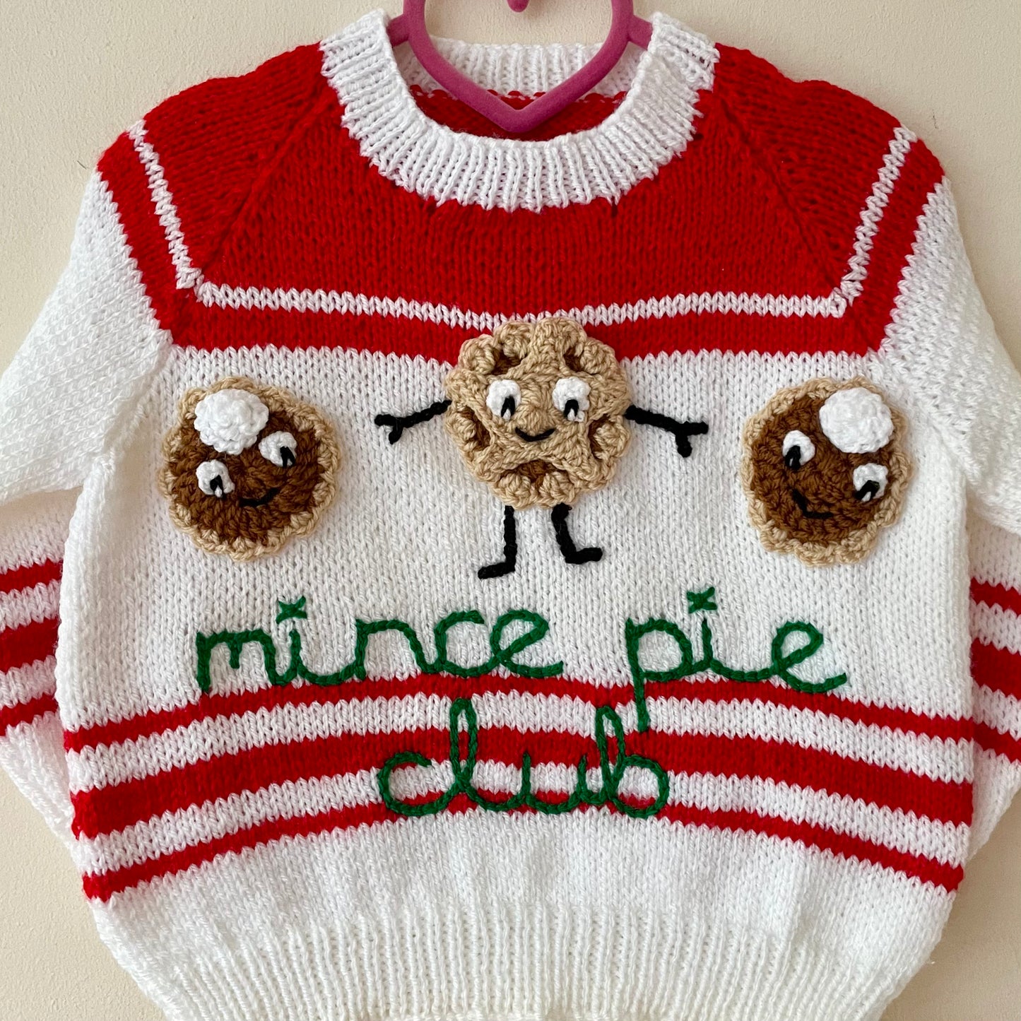 "Mince Pie Club" Handmade Jumper Size Approx 2-3 Years