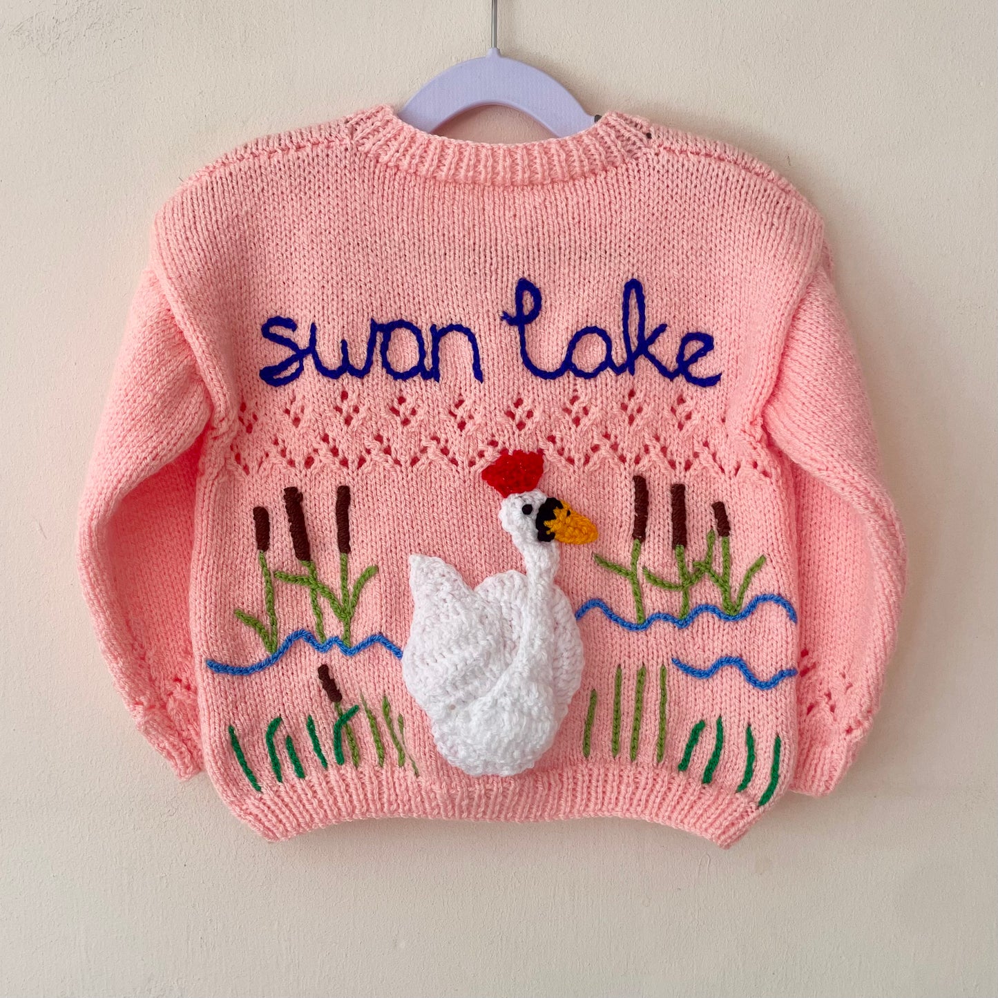 "Swan Lake” Handmade Pink Cardigan Size Approx 3-5 Years