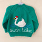 "Swan Lake” Handmade Green Cardigan Size Approx 2-3 Years