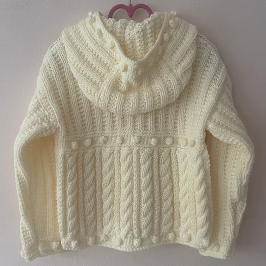Cream Bobble Handmade Hoody Size Approx 2.5-3.5 Years