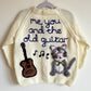 "Me, You and the Old Guitar" Handmade Cardigan Size Approx 4-6 Years