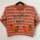 “Pumpkin Spice” Handmade Striped Jumper Size Approx 7-9 Years