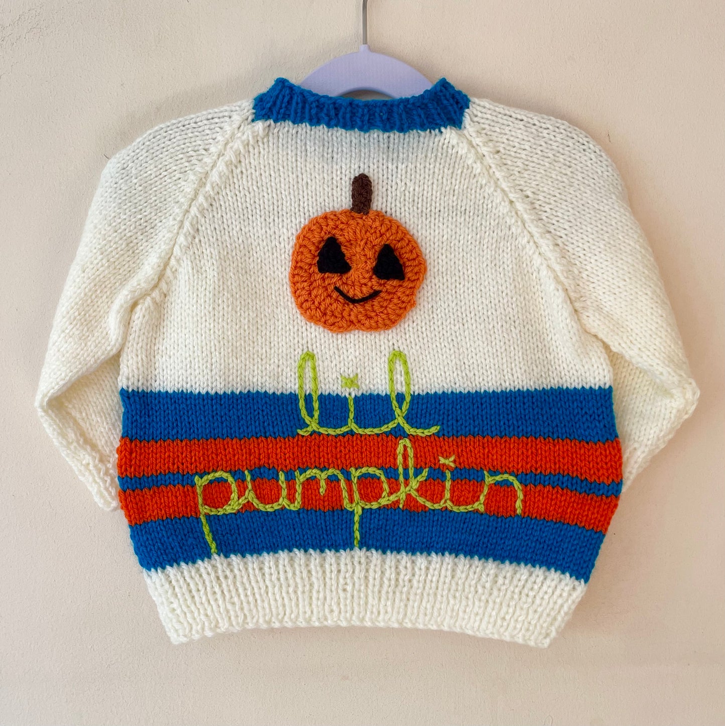 "Lil Pumpkin" Handmade Jumper Size Approx 2-3 Years