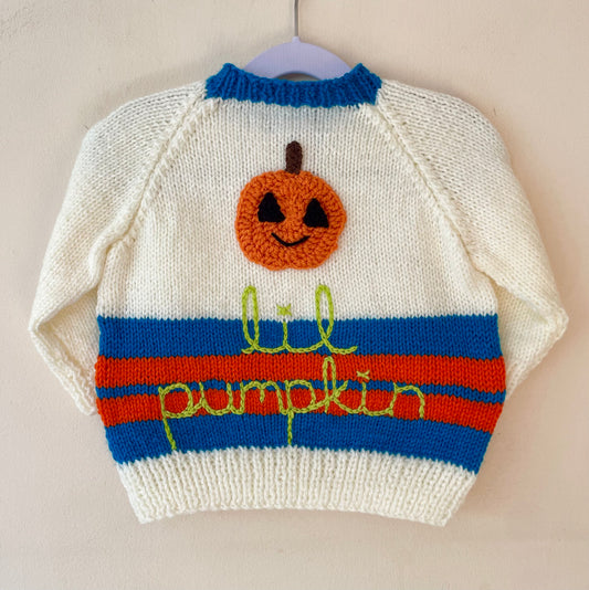 "Lil Pumpkin" Handmade Jumper Size Approx 2-3 Years