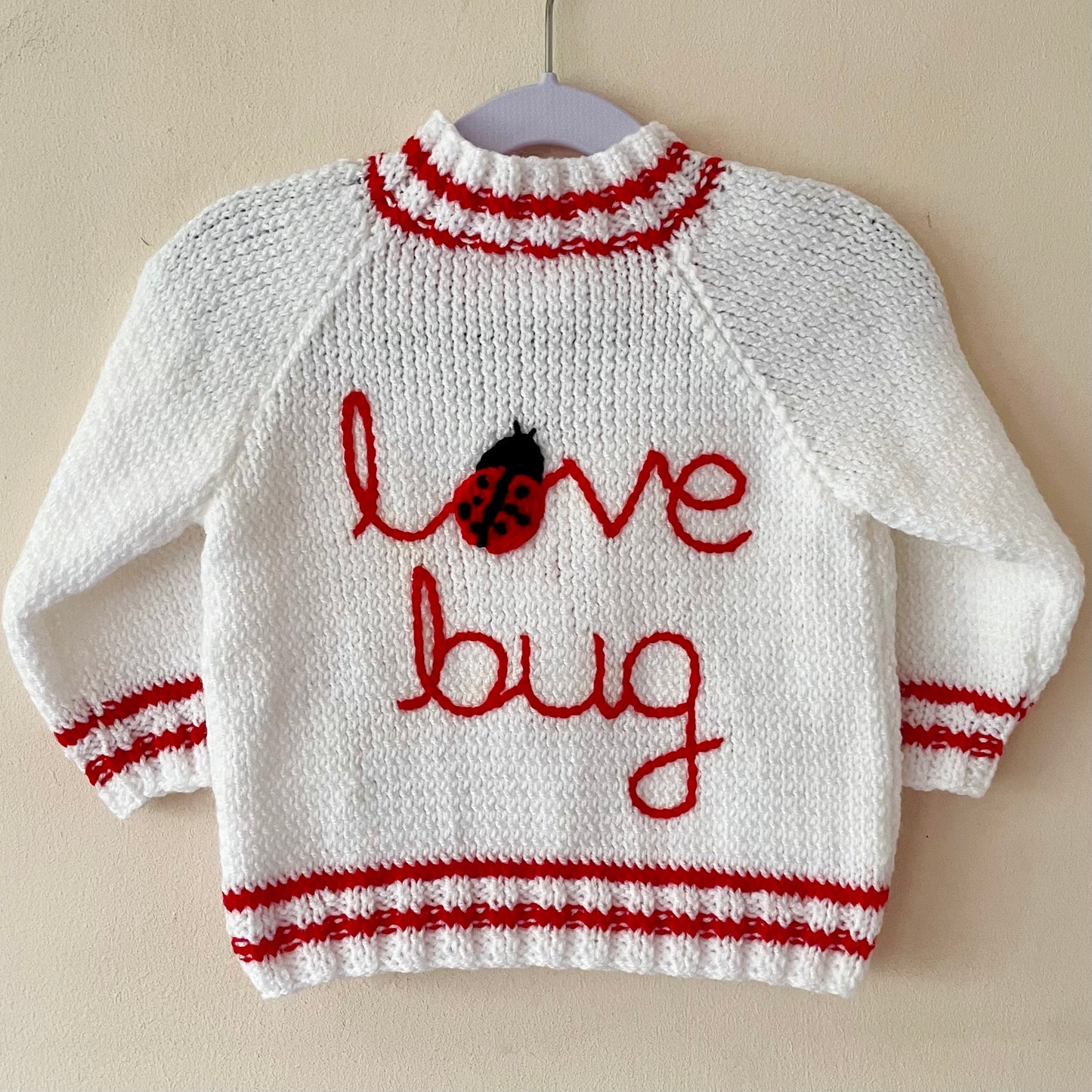 "Love Bug” Handmade Cardigan Size Approx 1-2 Years