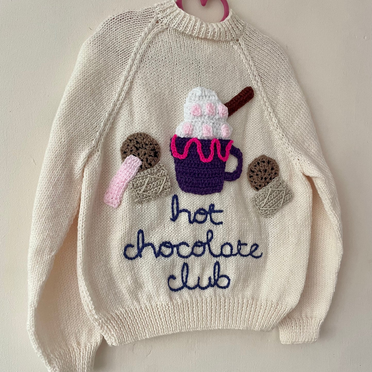 "Hot Chocolate Club” Handmade Cardigan Size Approx 6-8 Years