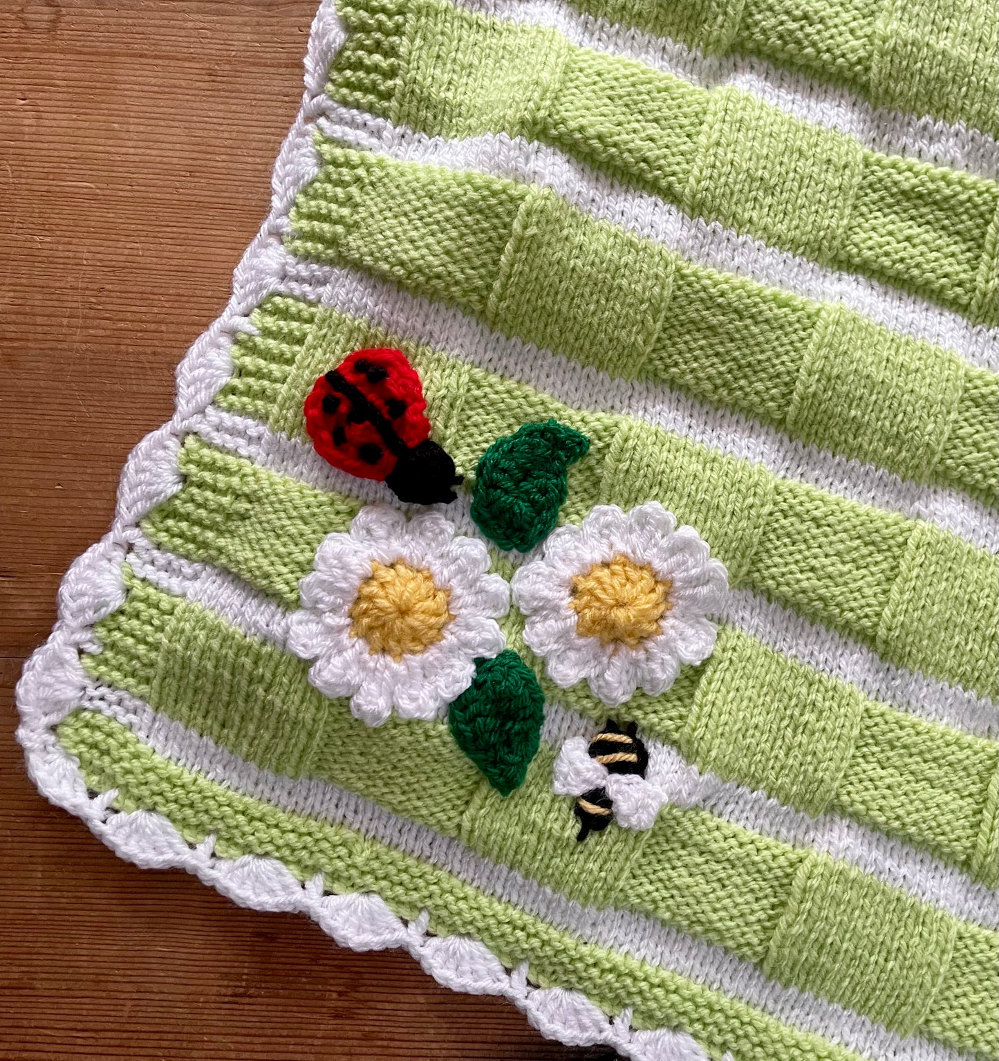 Handmade Bee and Ladybird Pram Blanket