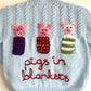 "Pigs In Blankets" Handmade Cardigan Size Approx 5-7 Years