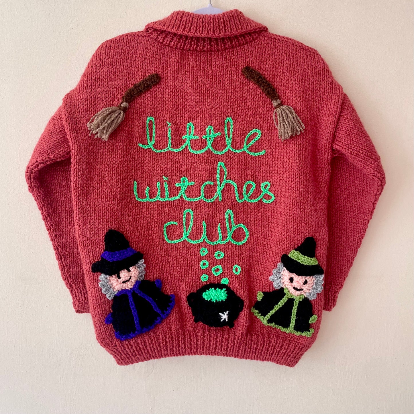 "Little Witches Club" Handmade Cardigan Size Approx 6-8 Years