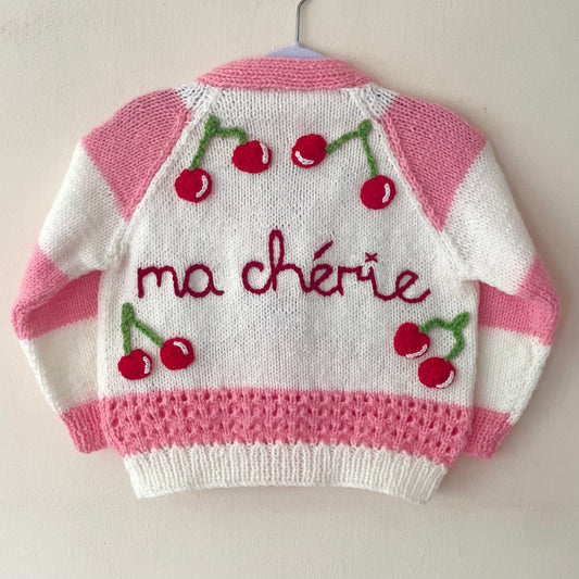 "Ma Cherie” Handmade Cardigan Size Approx 3-4 Years