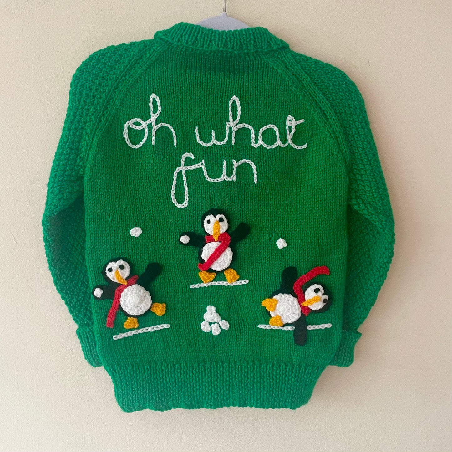 "Oh What Fun” Handmade Cardigan Size Approx 2-3 Years