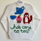 "Who's Come To Tea?” Handmade Cardigan Size Approx 3-5 Years