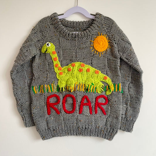 "ROAR" Handmade Jumper Size Approx 3-5 Years