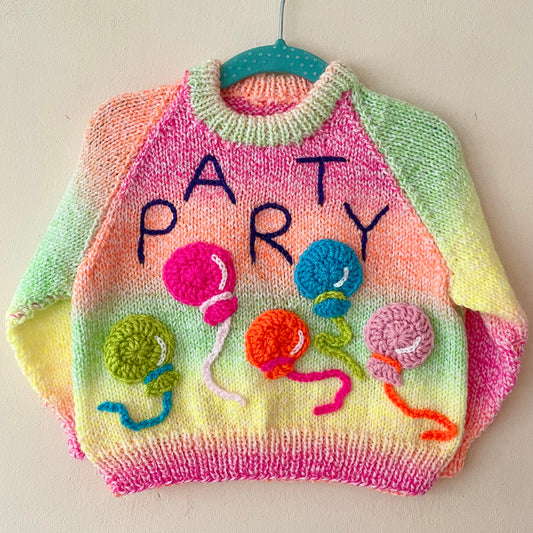 "PARTY" Handmade Jumper Size Approx 1-2 Years