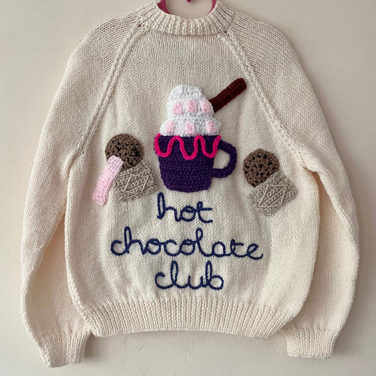 "Hot Chocolate Club” Handmade Cardigan Size Approx 6-8 Years
