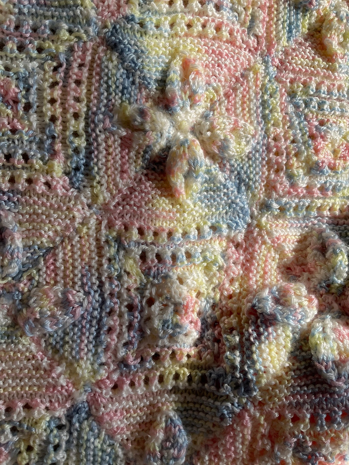 Large Rainbow Floral Design Handmade Blanket